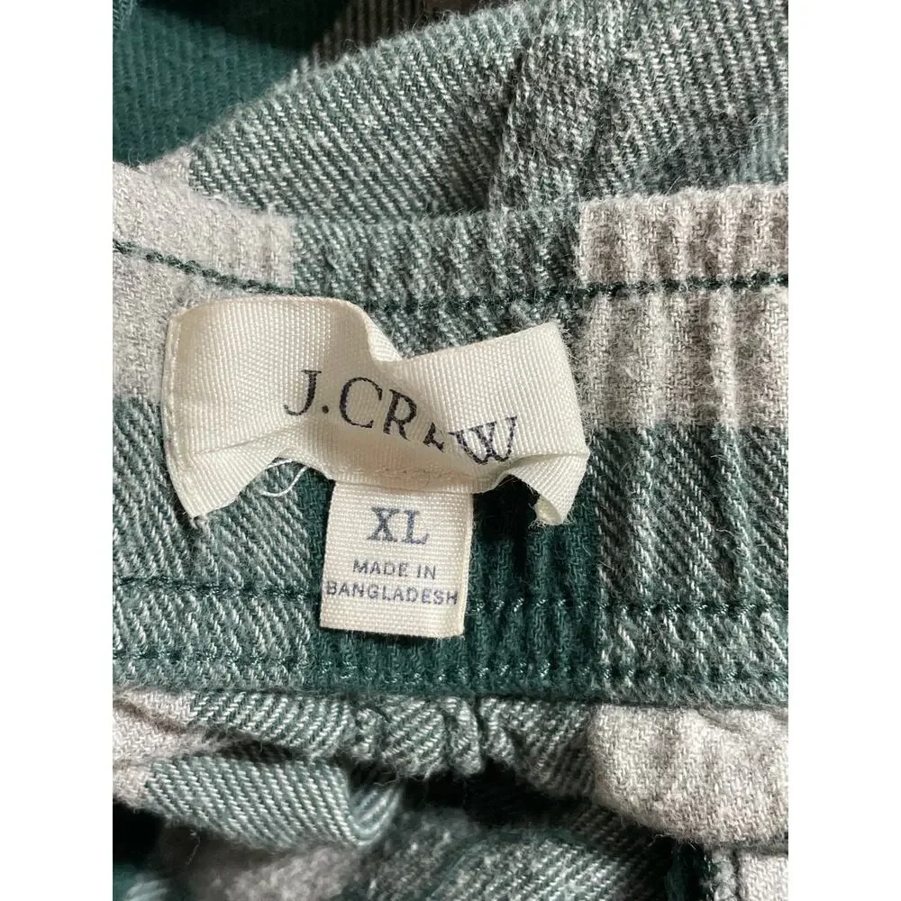 J.Crew Men's Green Gingham Check Tie Waist Straight Sleepwear Pajama Pants XL